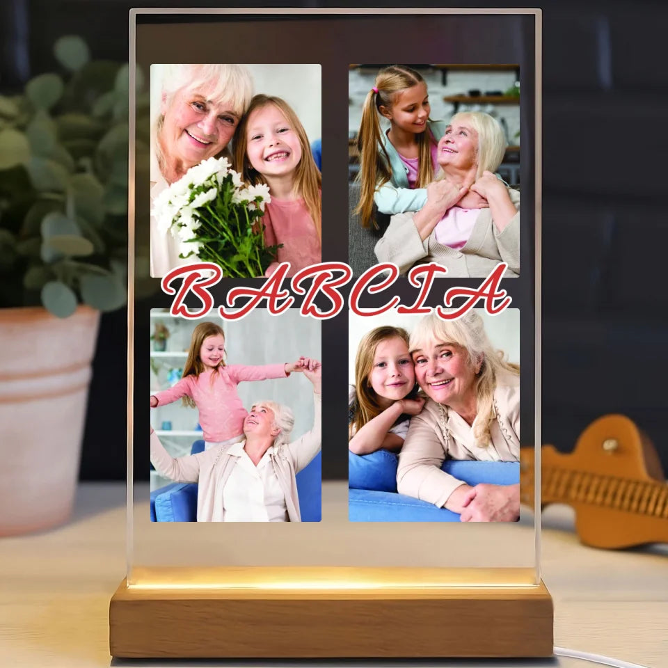 Babcia - druk na szkle akrylowym, spersonalizowany prezent dla babci