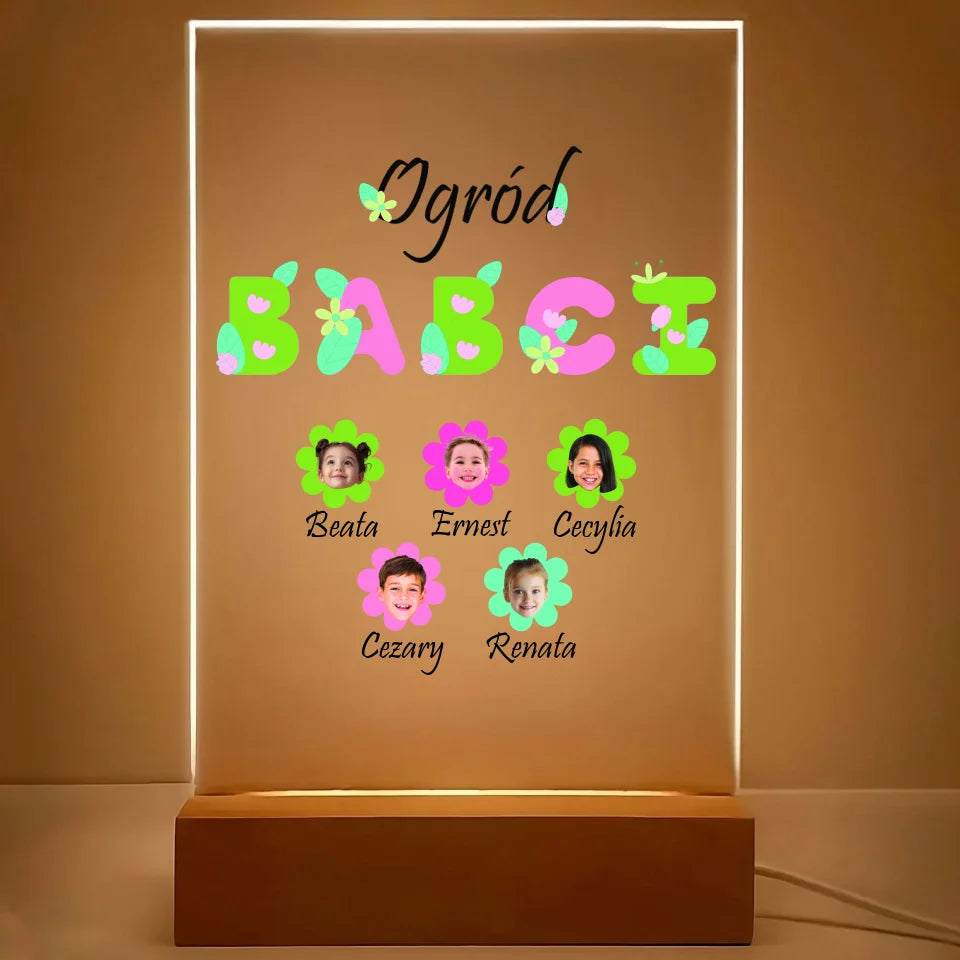 Ogród babci (kwiaty) - druk na szkle akrylowym, spersonalizowany prezent dla babci