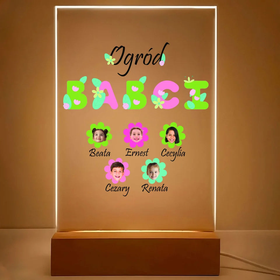 Ogród babci (kwiaty) - druk na szkle akrylowym, spersonalizowany prezent dla babci