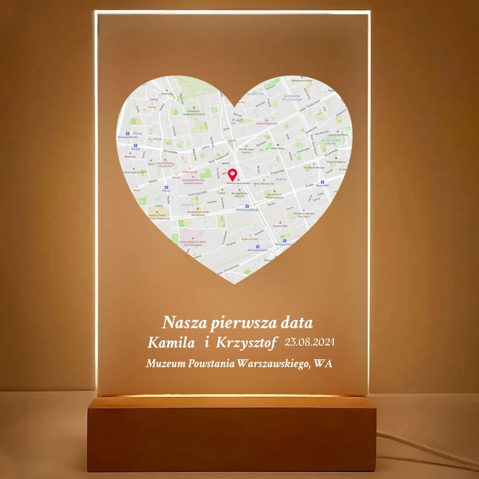 Nasza pierwsza randka (Serce) - Druk na szkle dla pary