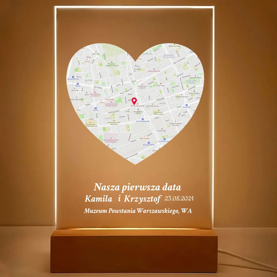 Nasza pierwsza randka (Serce) - Druk na szkle dla pary