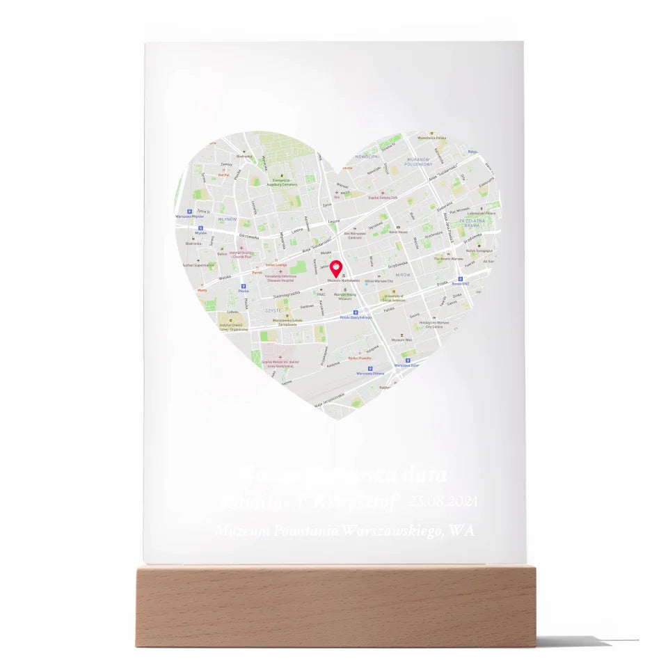 Nasza pierwsza randka (Serce) - Druk na szkle dla pary