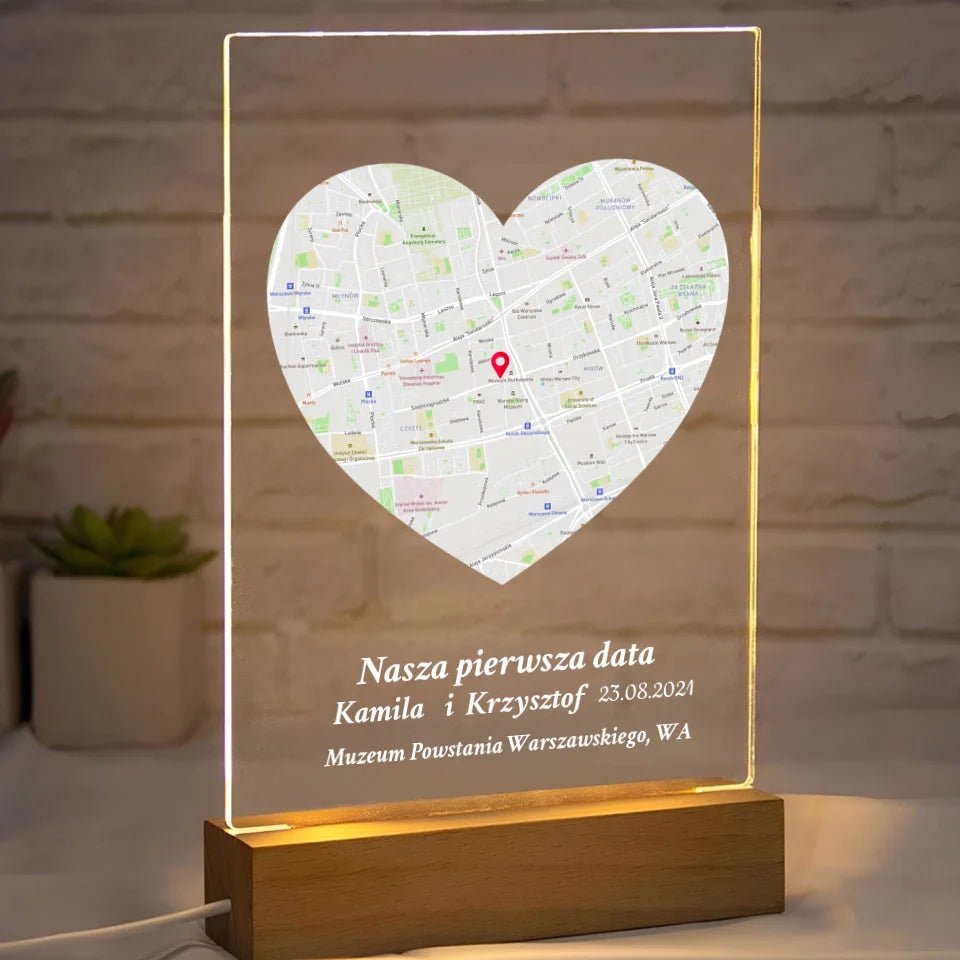 Nasza pierwsza randka (Serce) - Druk na szkle dla pary
