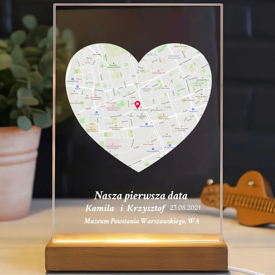 Nasza pierwsza randka (Serce) - Druk na szkle dla pary