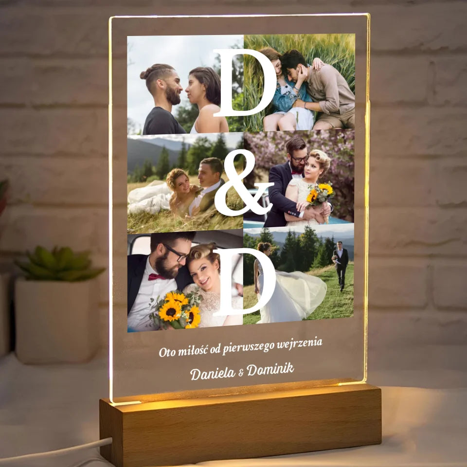 Miłość od pierwszego wejrzenia - Druk na szkle, spersonalizowany prezent dla pary