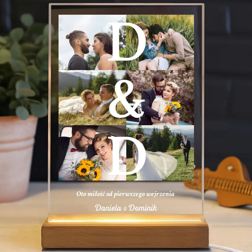 Miłość od pierwszego wejrzenia - Druk na szkle, spersonalizowany prezent dla pary