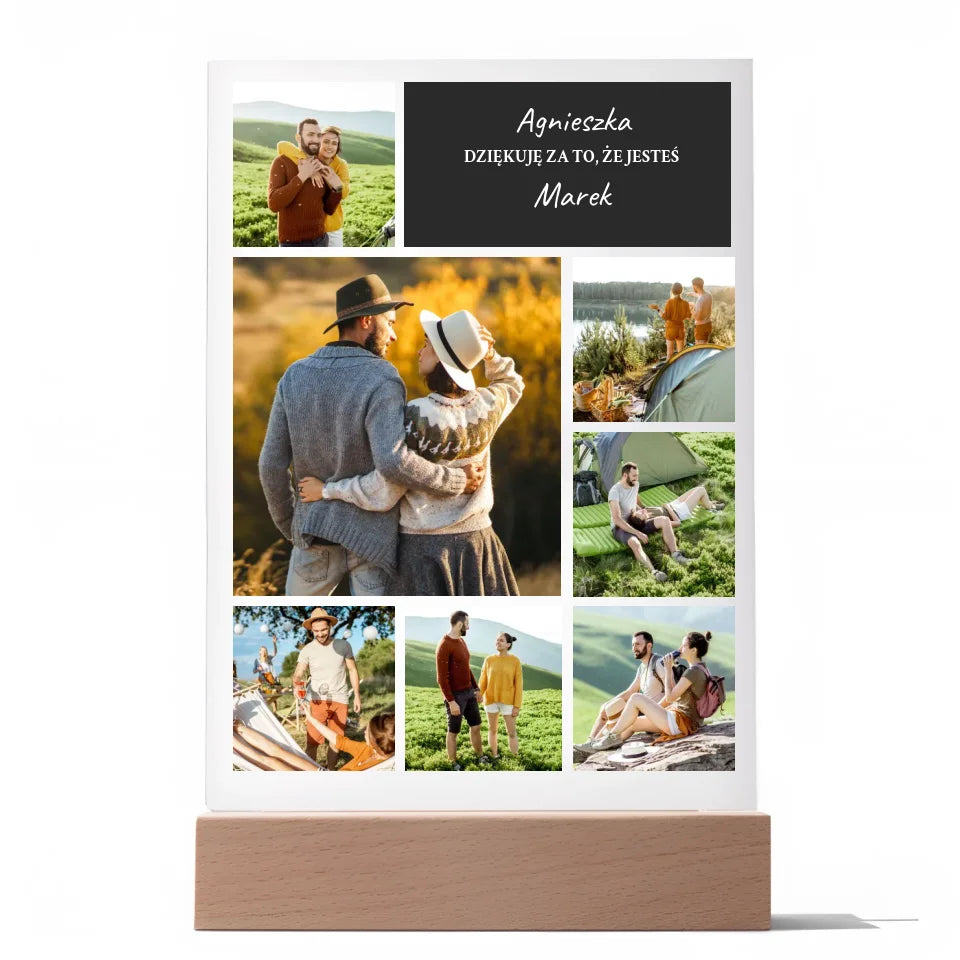 Dziękuję, że jesteś - Druk na szkle, spersonalizowany prezent dla pary