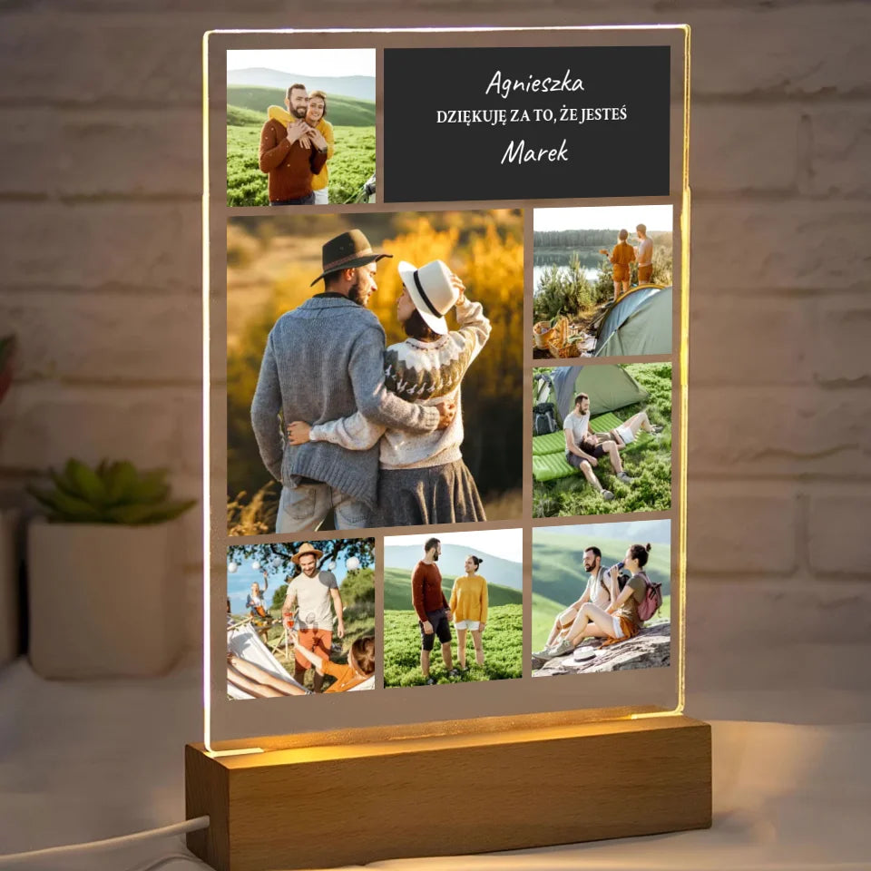 Dziękuję, że jesteś - Druk na szkle, spersonalizowany prezent dla pary