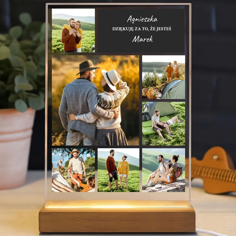 Dziękuję, że jesteś - Druk na szkle, spersonalizowany prezent dla pary