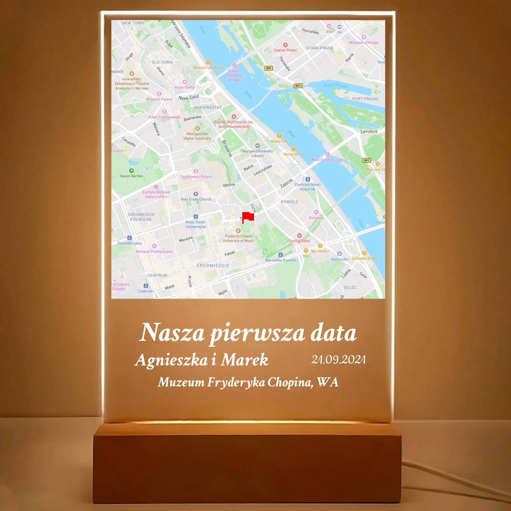 Nasza pierwsza randka (Kwadrat) - Druk na szkle dla pary