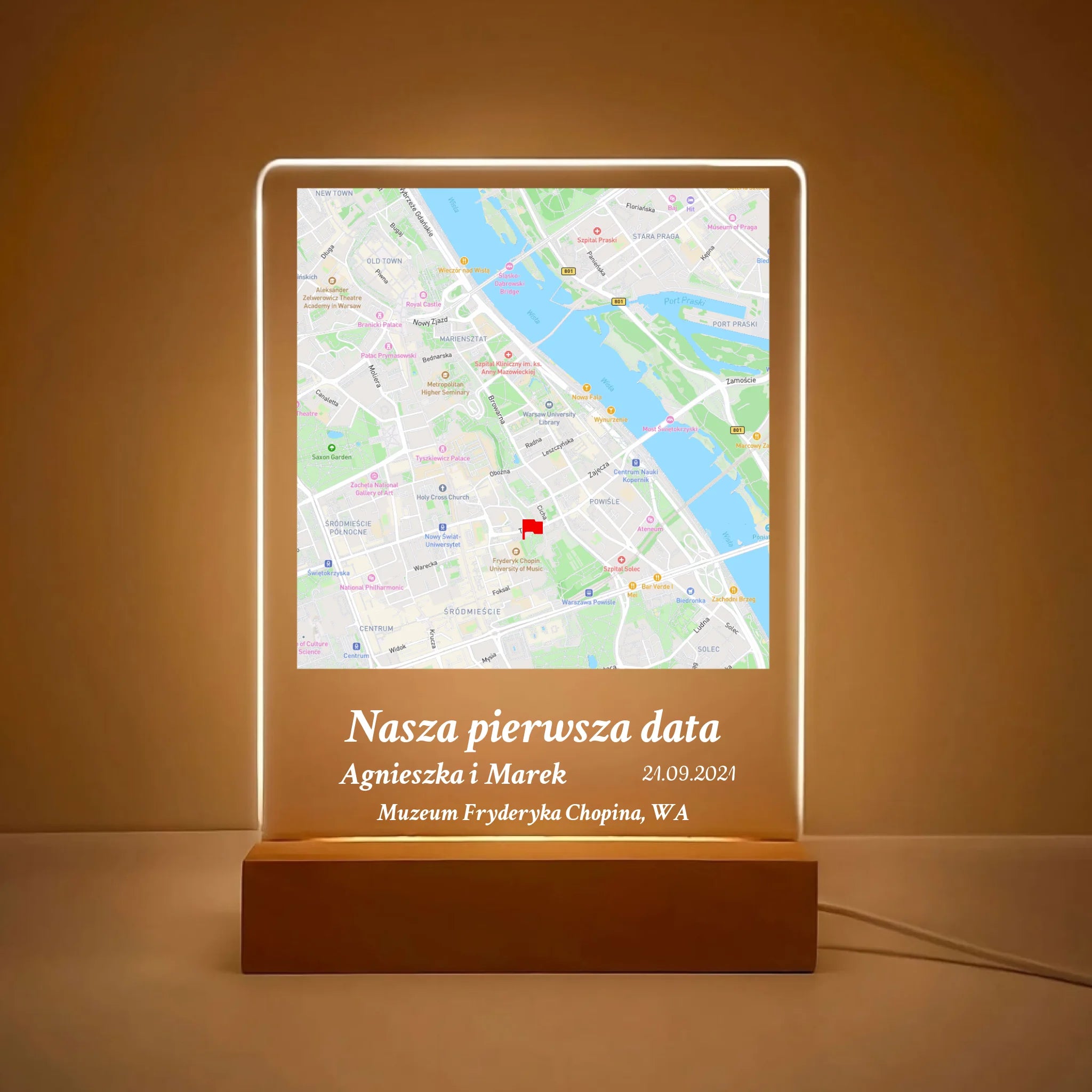 Nasza pierwsza randka (Kwadrat) - Druk na szkle dla pary