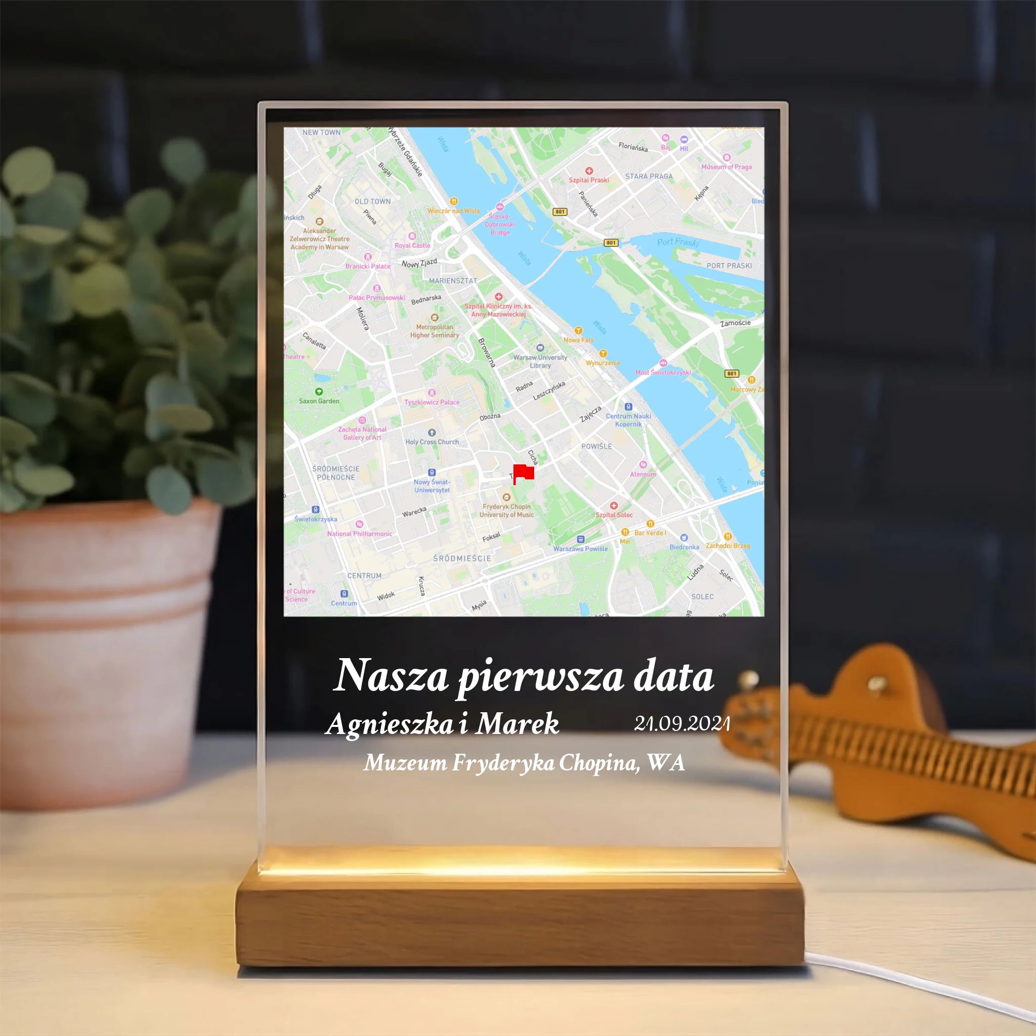 Nasza pierwsza randka (Kwadrat) - Druk na szkle dla pary