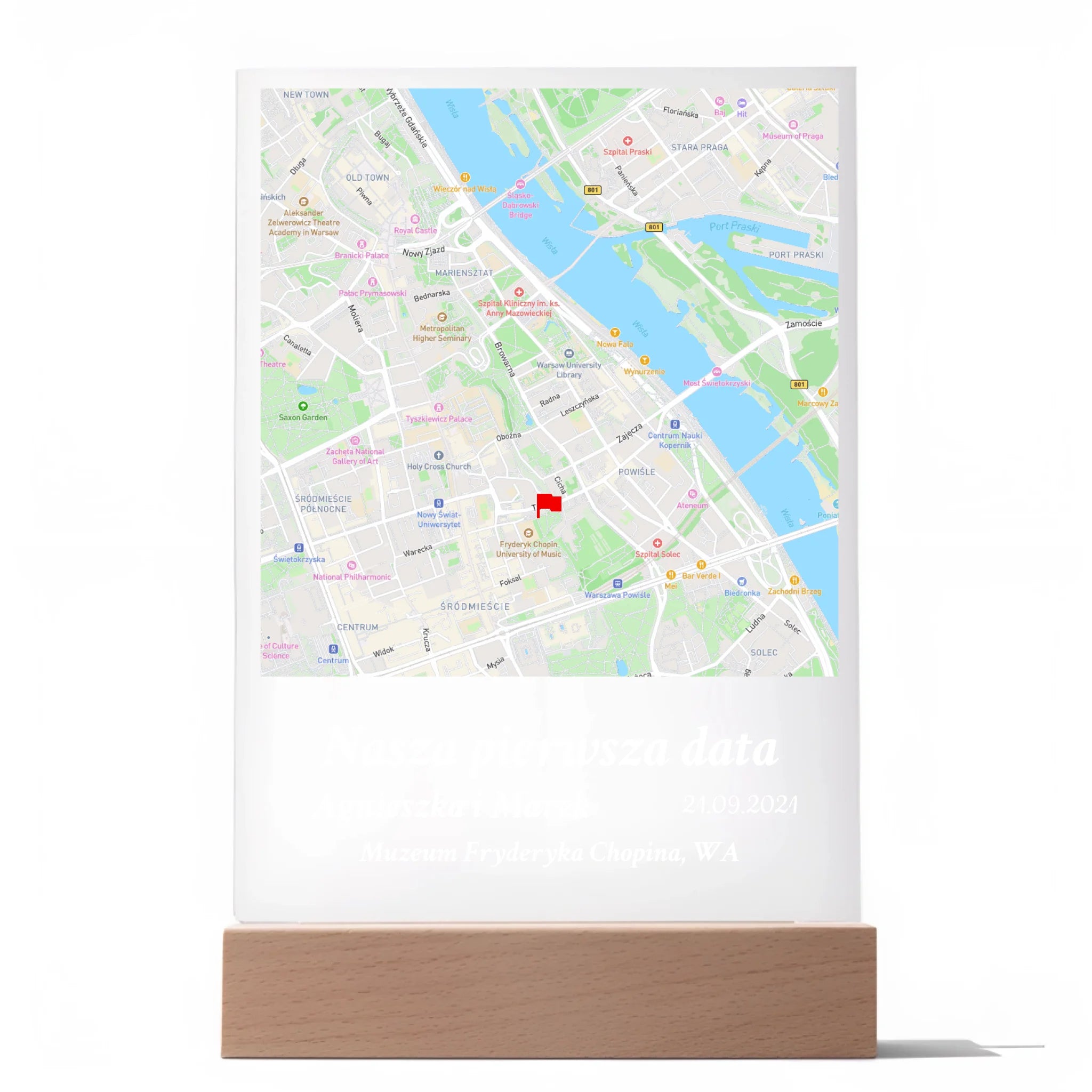 Nasza pierwsza randka (Kwadrat) - Druk na szkle dla pary