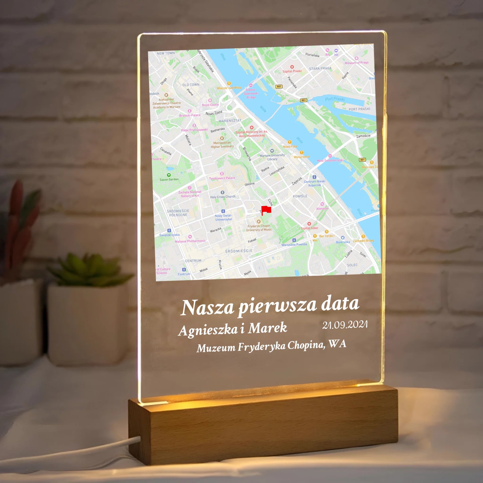 Nasza pierwsza randka (Kwadrat) - Druk na szkle dla pary