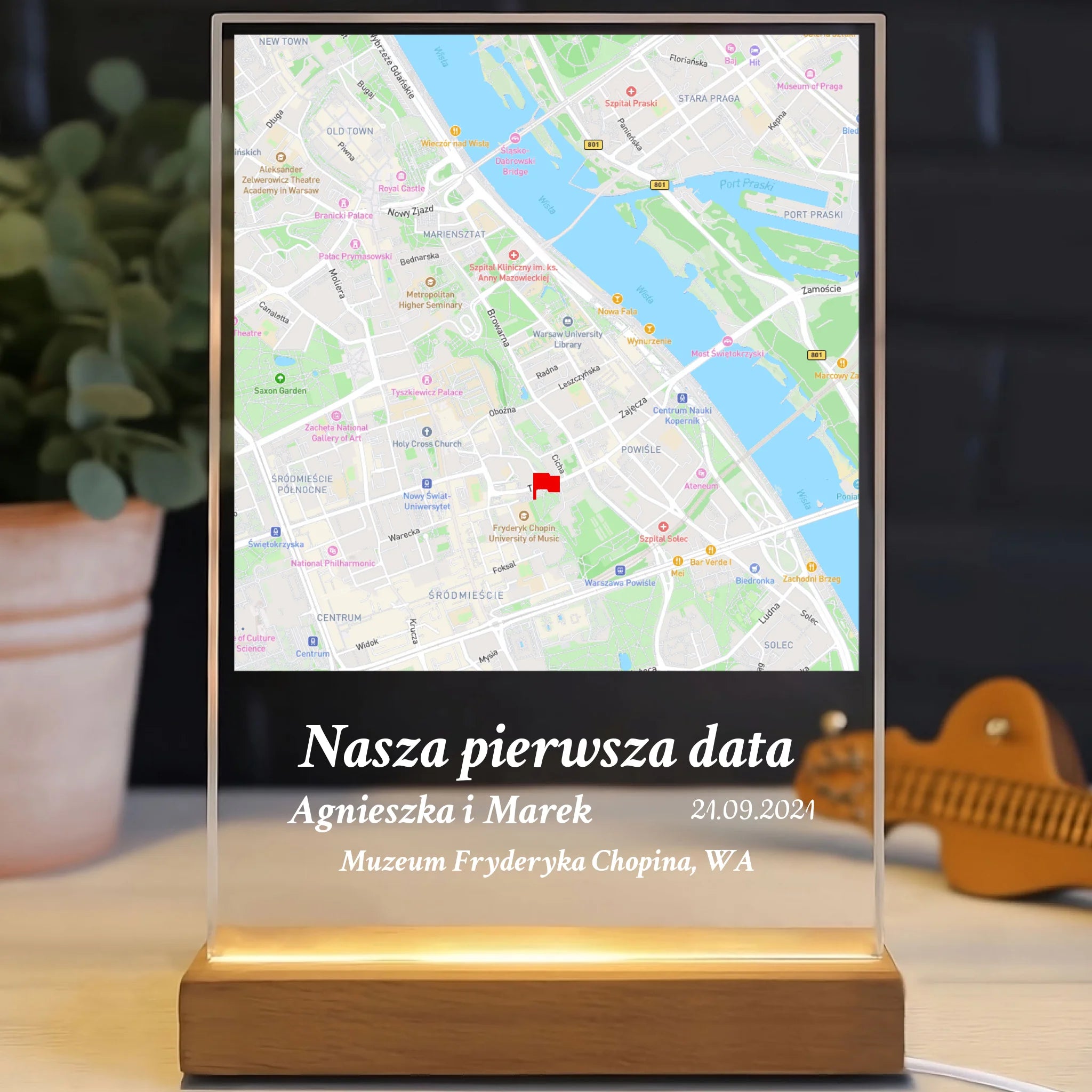 Nasza pierwsza randka (Kwadrat) - Druk na szkle dla pary