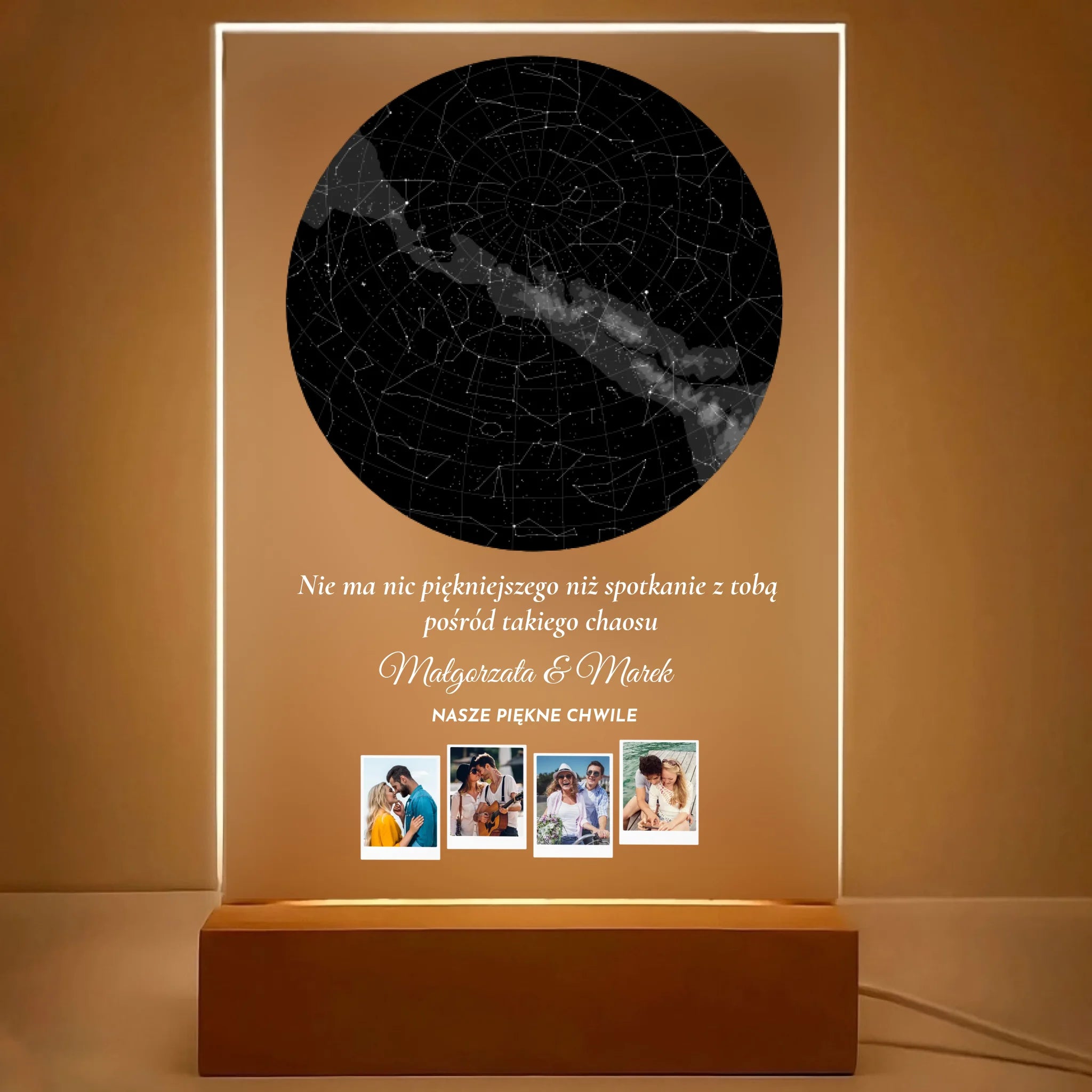 Nasze piękne chwile (Gwiaździste niebo) - Druk na szkle, spersonalizowany prezent dla pary