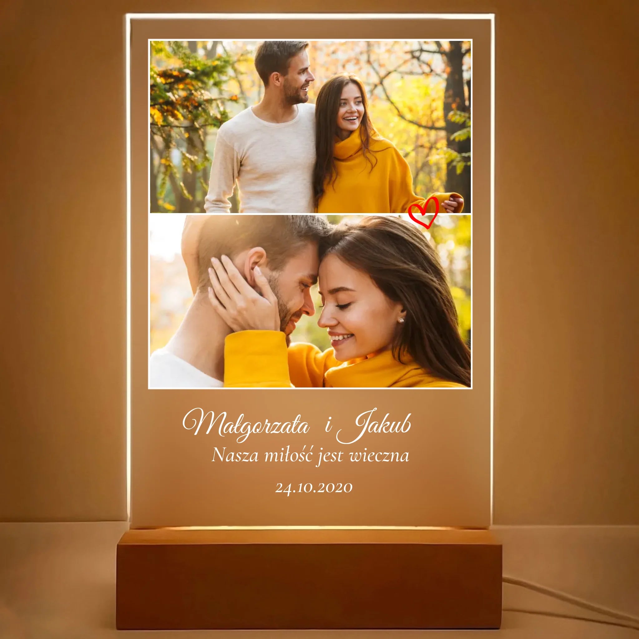 Nasza miłość jest wieczna - Druk na szkle, spersonalizowany prezent dla pary