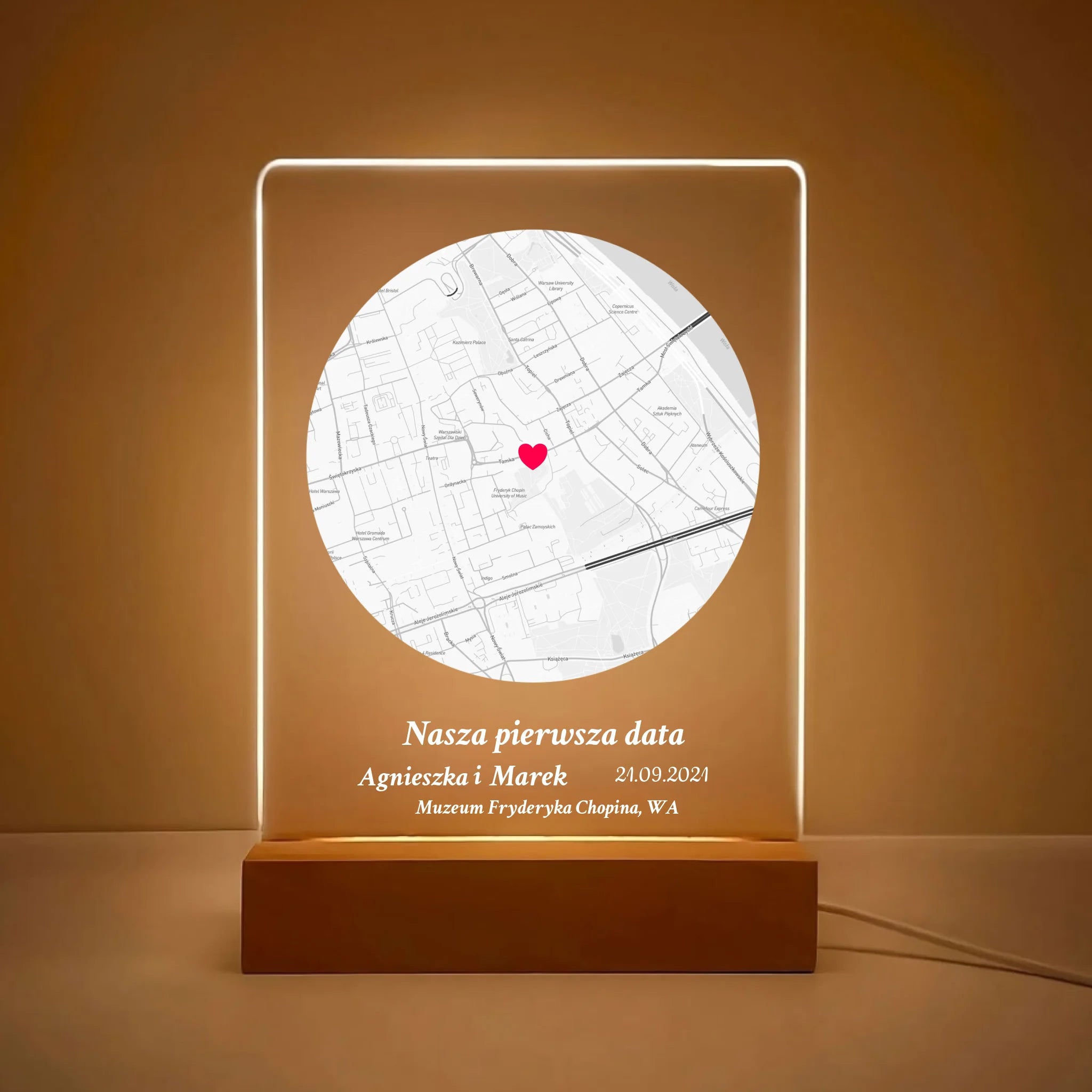 Nasza pierwsza randka (koło) - Druk na szkle dla pary