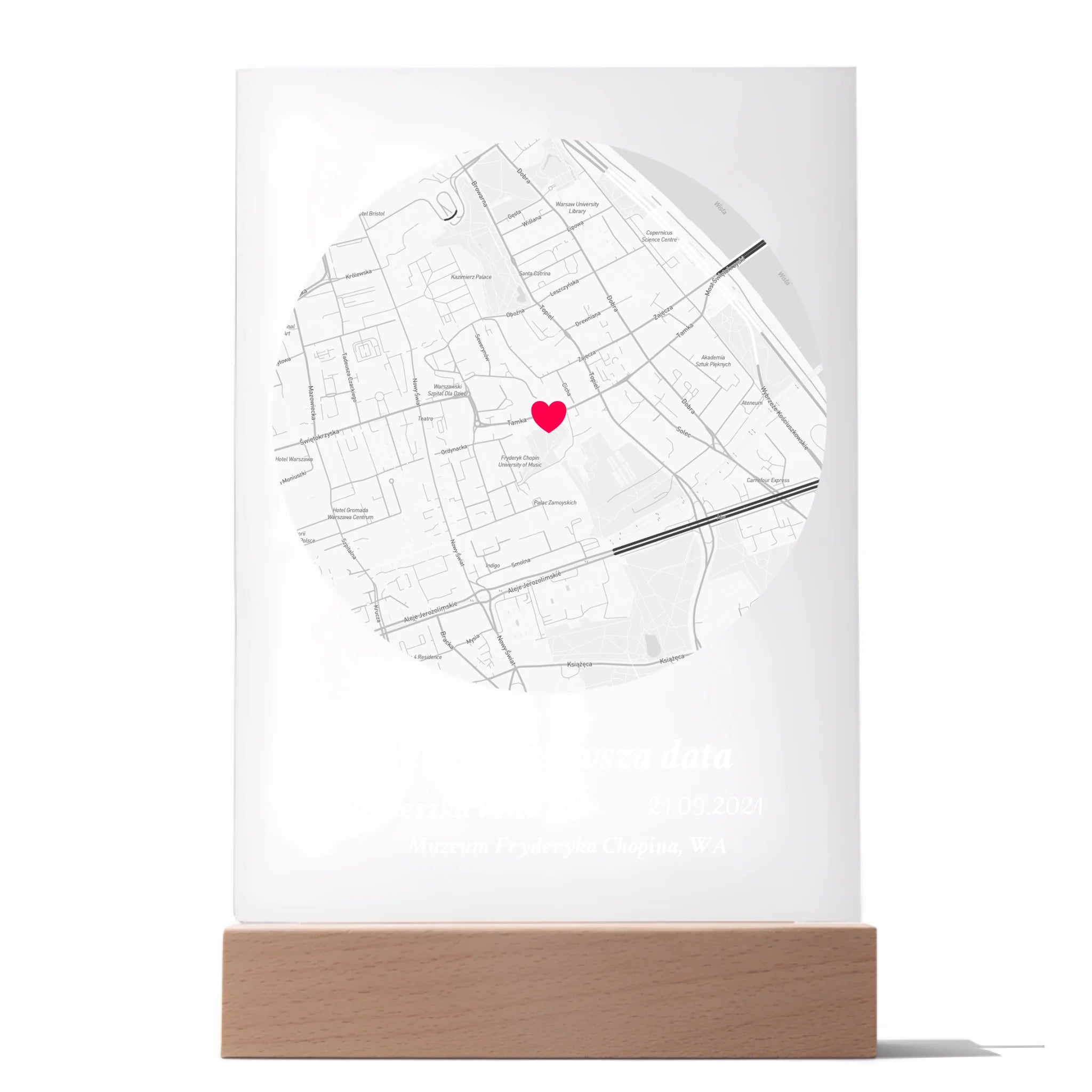 Nasza pierwsza randka (koło) - Druk na szkle dla pary