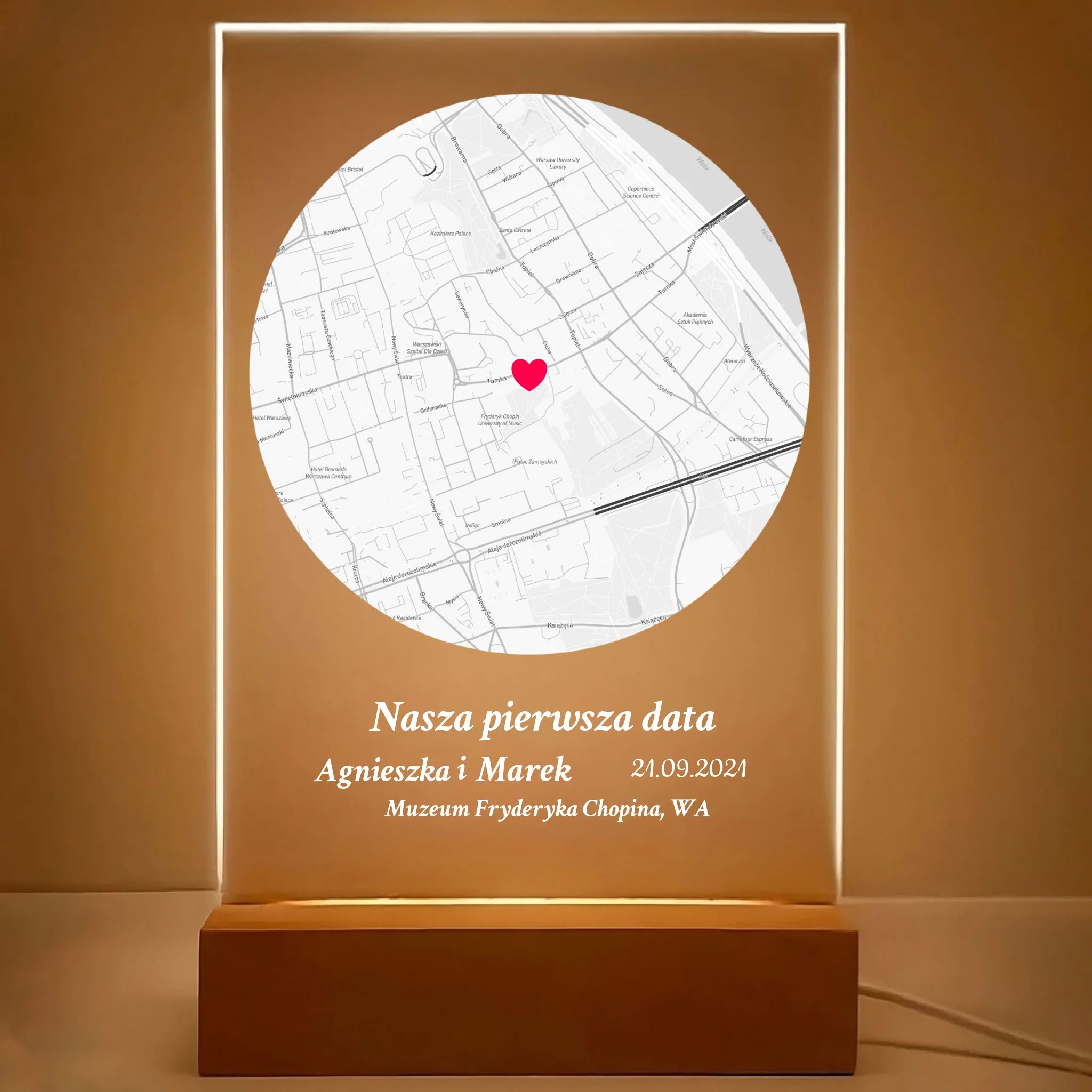 Nasza pierwsza randka (koło) - Druk na szkle dla pary