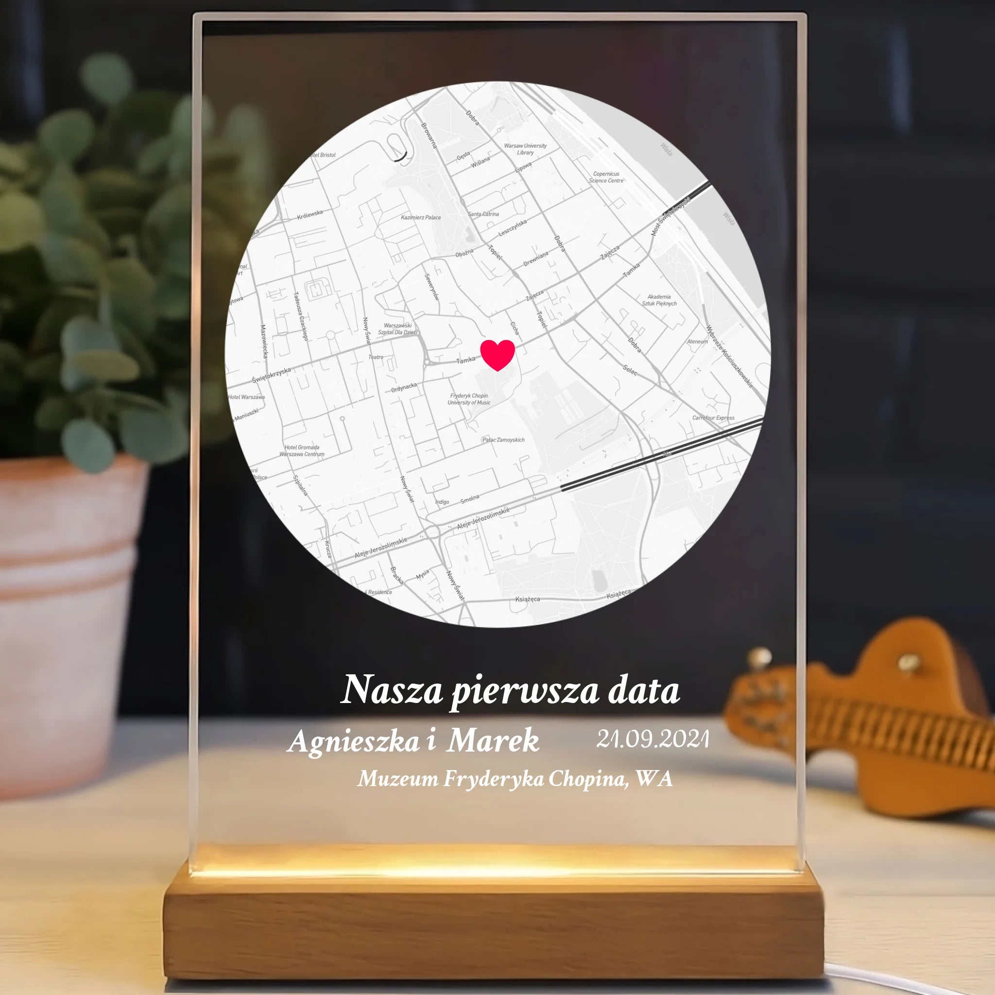 Nasza pierwsza randka (koło) - Druk na szkle dla pary