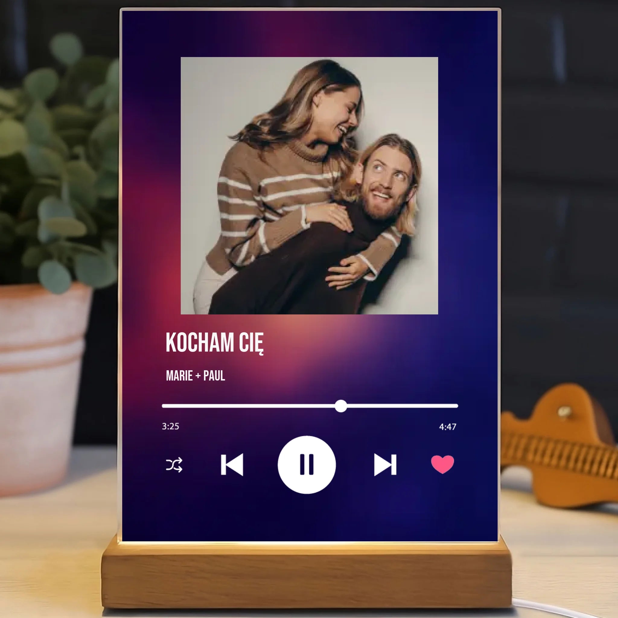 Kocham cię - Druk na szkle, spersonalizowany prezent dla pary