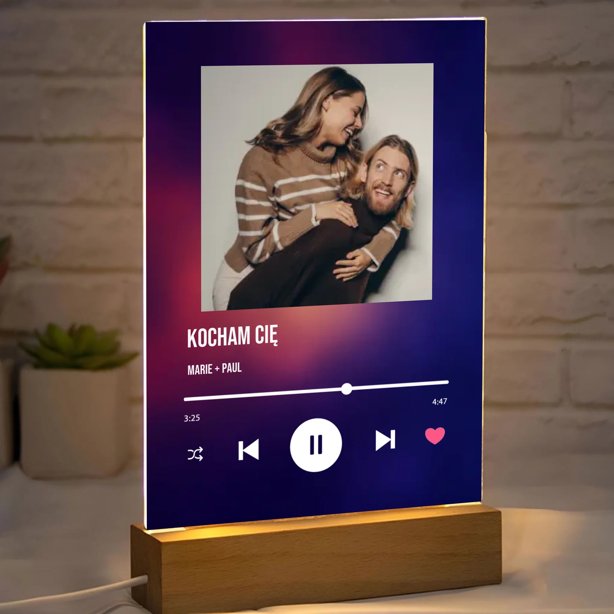 Kocham cię - Druk na szkle, spersonalizowany prezent dla pary