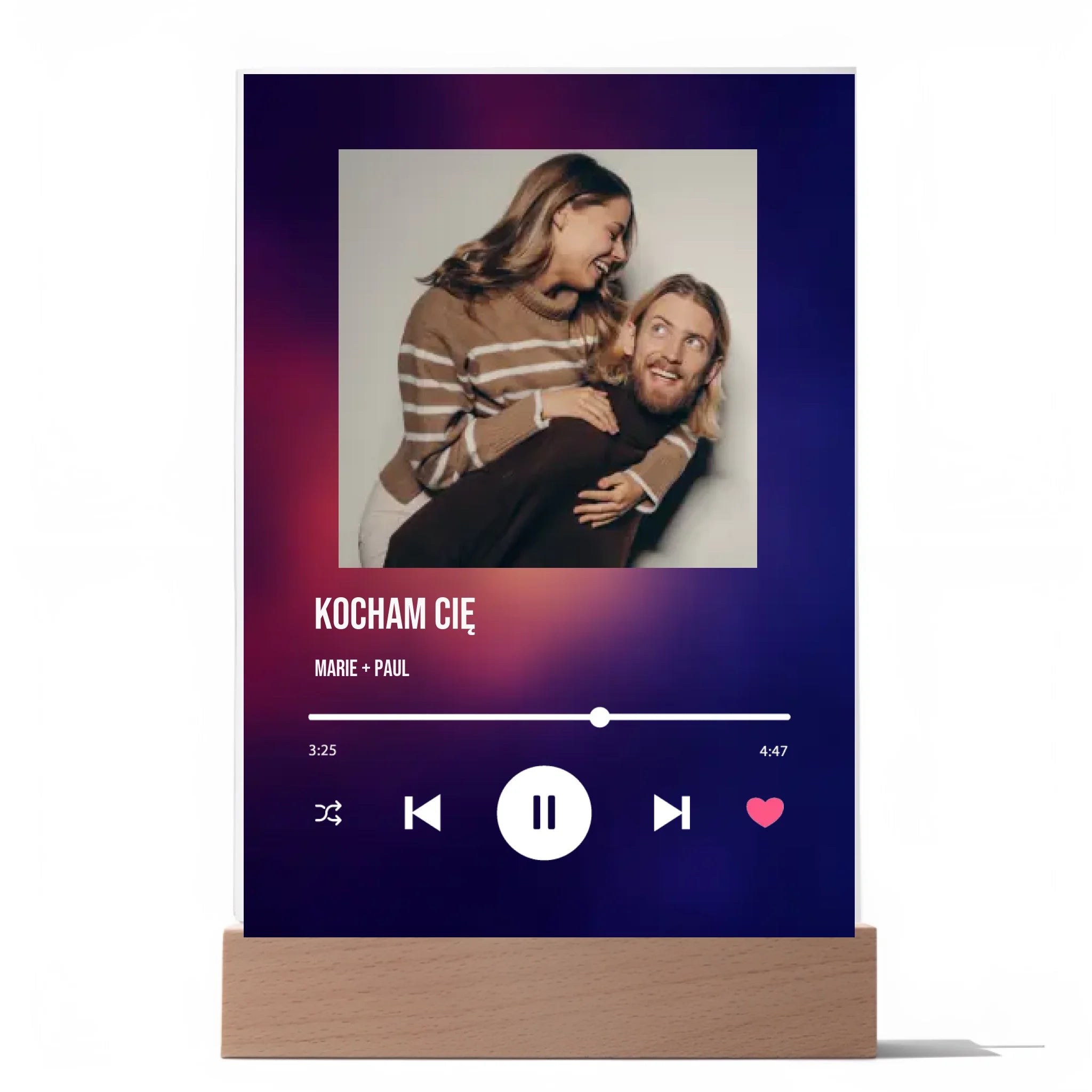 Kocham cię - Druk na szkle, spersonalizowany prezent dla pary