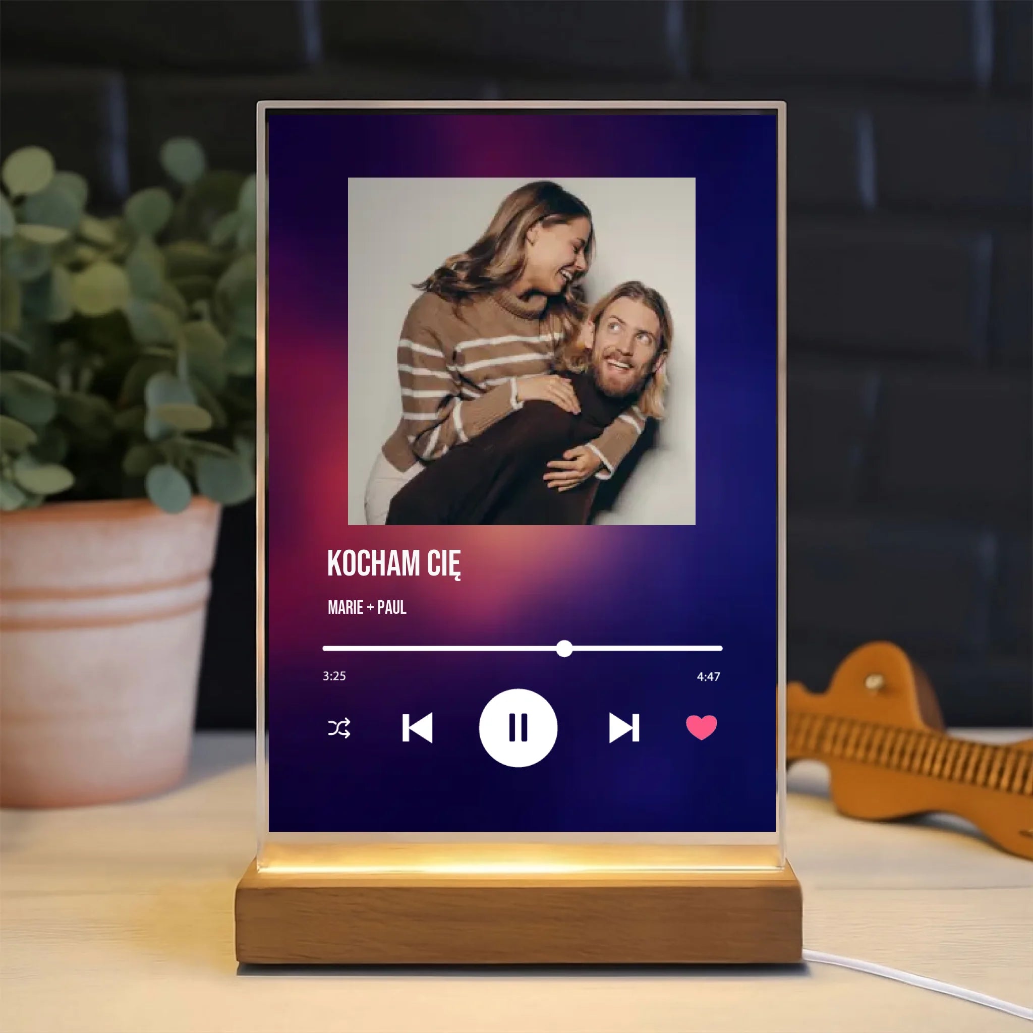 Kocham cię - Druk na szkle, spersonalizowany prezent dla pary