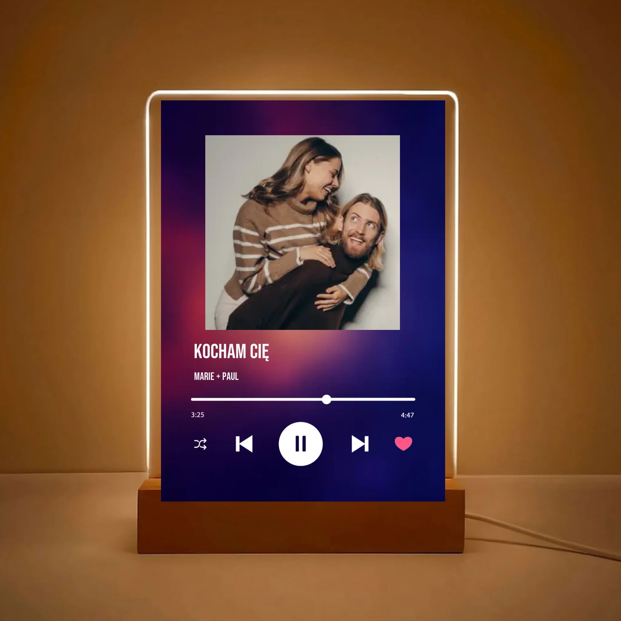 Kocham cię - Druk na szkle, spersonalizowany prezent dla pary