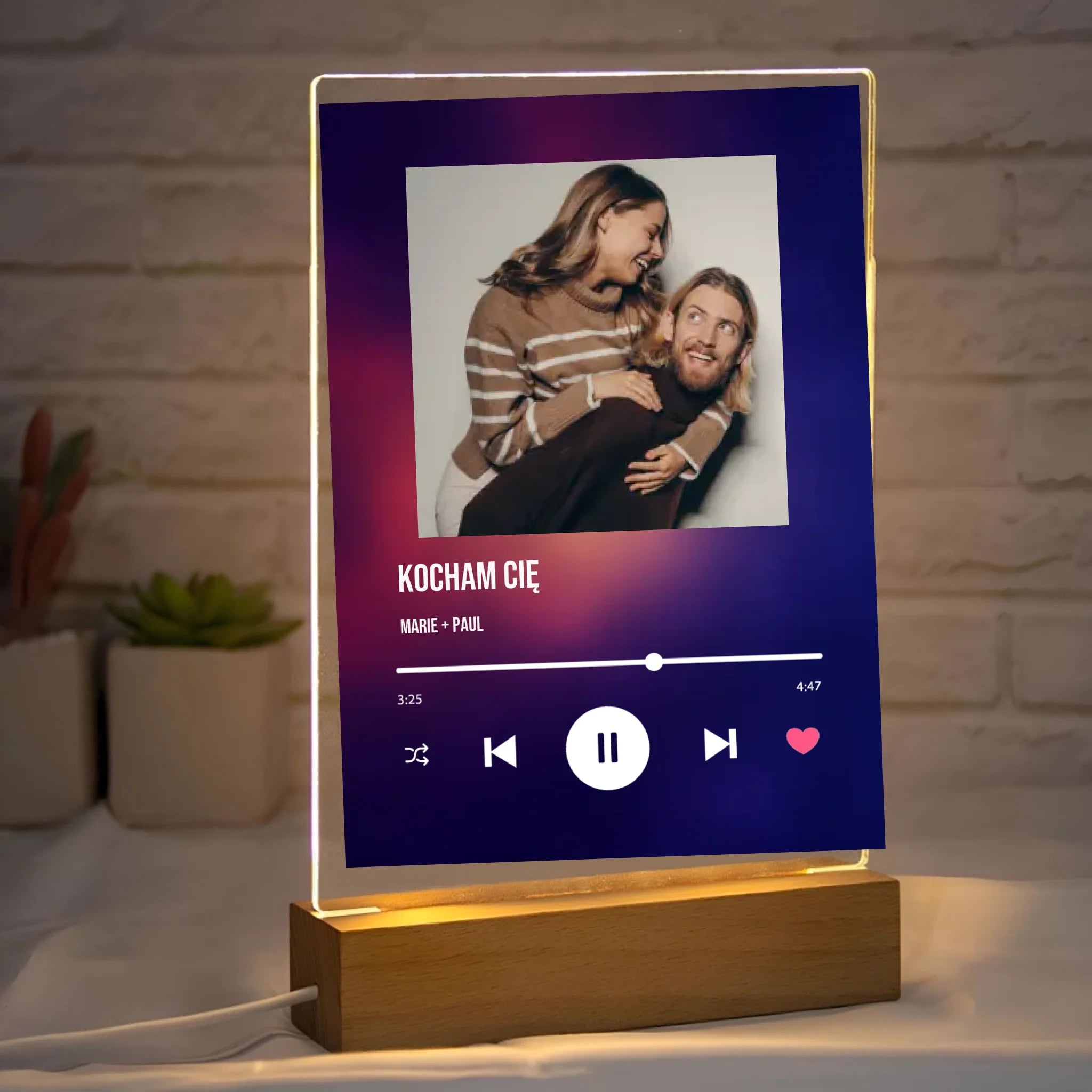 Kocham cię - Druk na szkle, spersonalizowany prezent dla pary