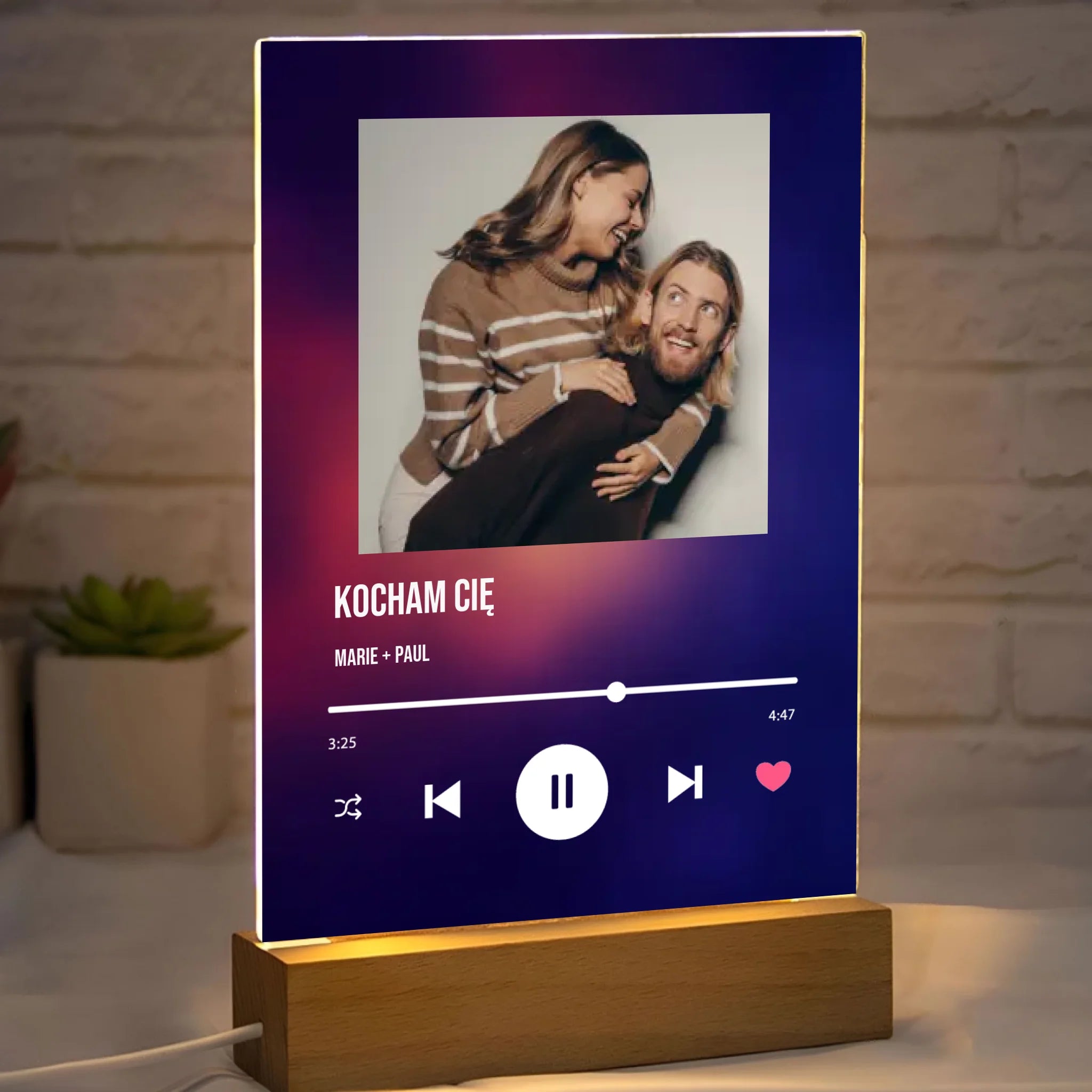 Kocham cię - Druk na szkle, spersonalizowany prezent dla pary