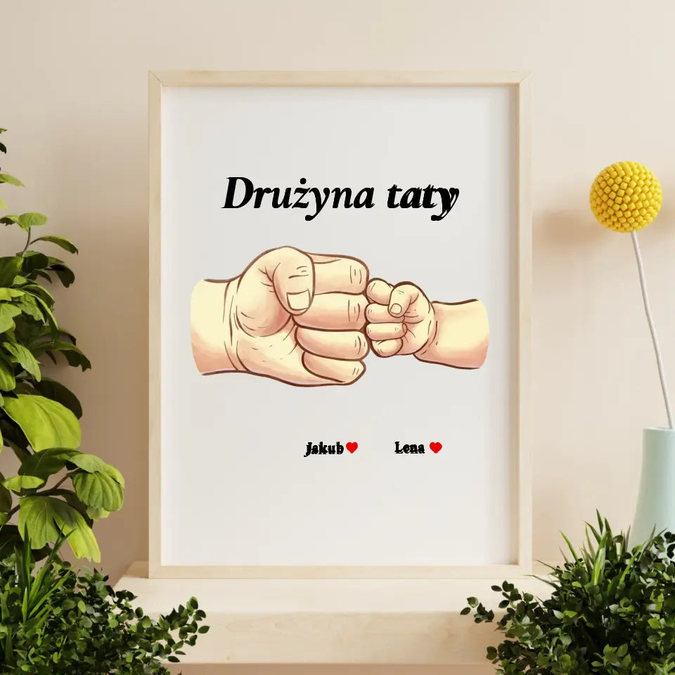 Drużyna taty - druk na płótnie, spersonalizowany prezent dla taty
