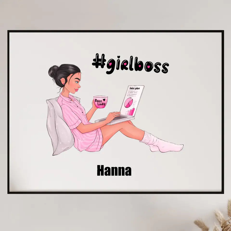 Girl Boss - druk na płótnie, spersonalizowany prezent dla dziewczyny, przyjaciółki, dziewczyny szefa