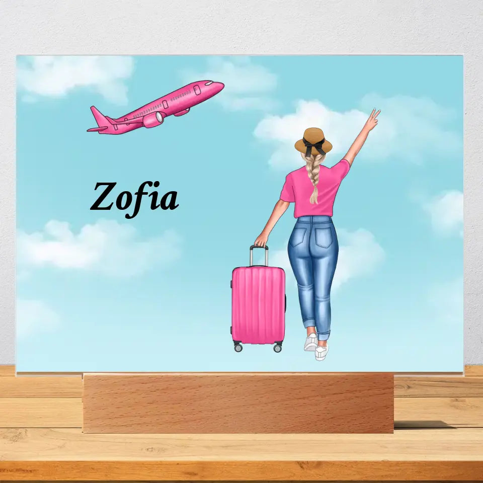 Travel girl - Druk na szkle, spersonalizowany prezent  dla dziewczyny, przyjaciółki, kobiety
