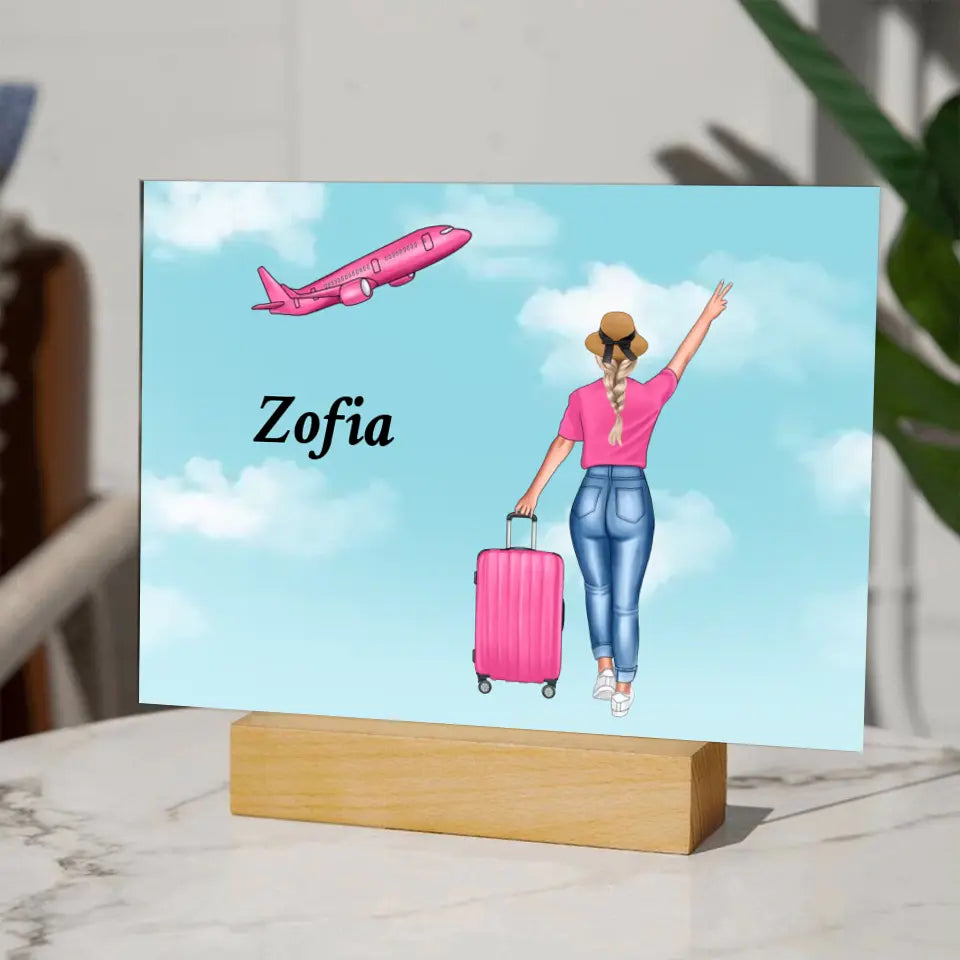Travel girl - Druk na szkle, spersonalizowany prezent  dla dziewczyny, przyjaciółki, kobiety