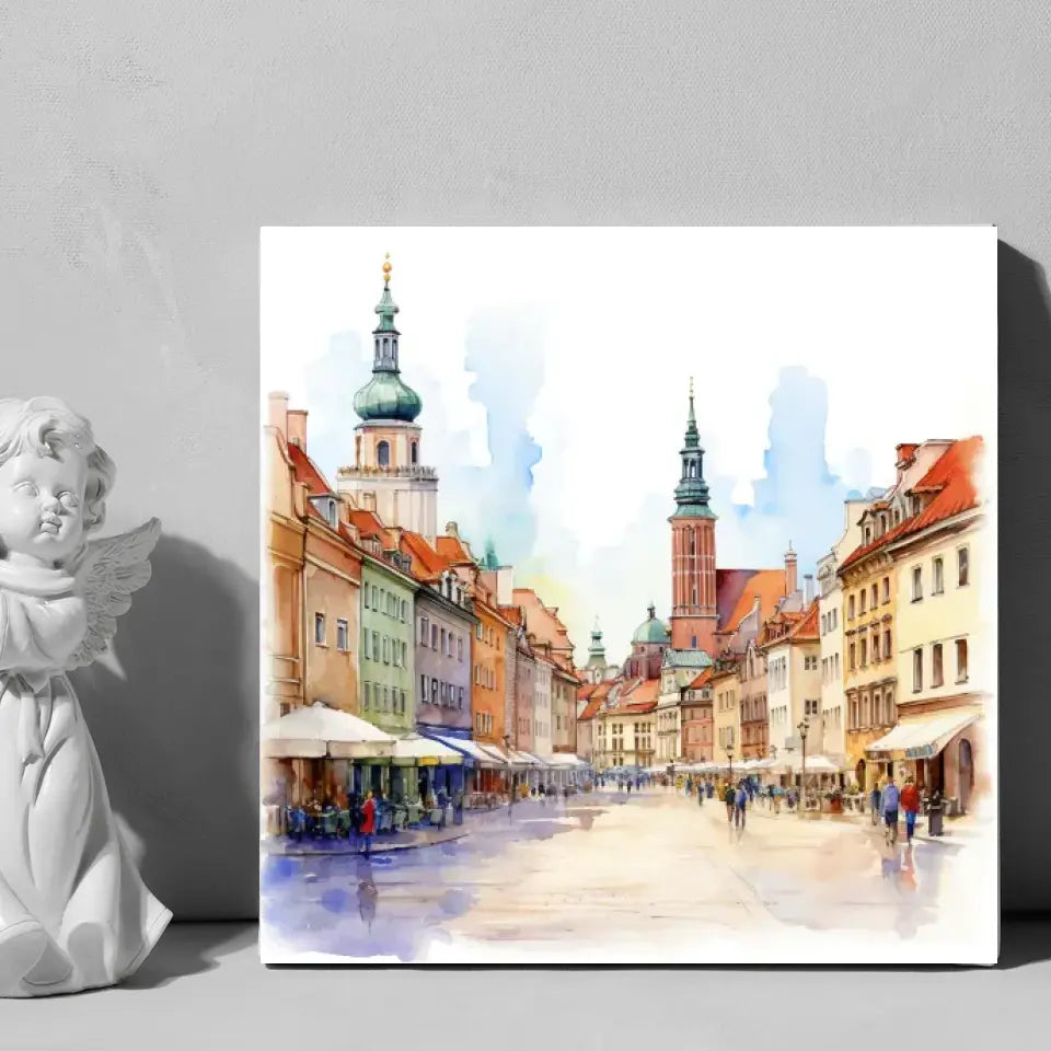Warszawa (Akwarela) - druk na płótnie, spersonalizowany prezent