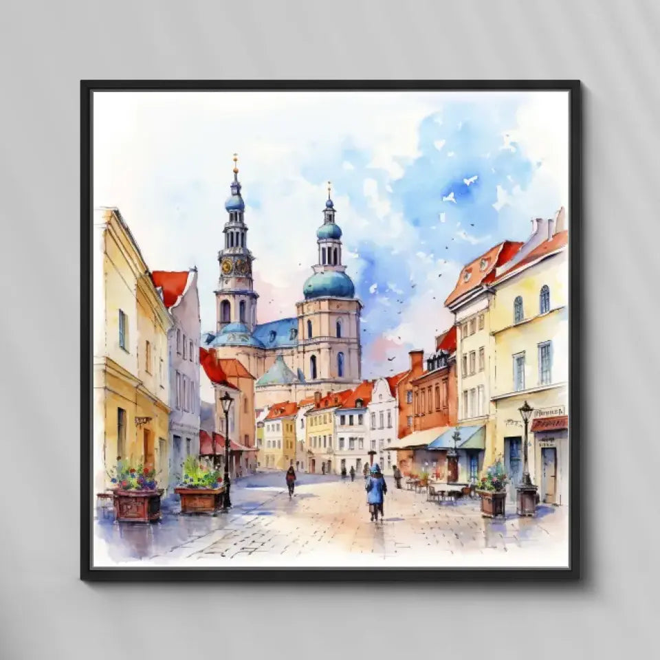 Lublin (Akwarela) - druk na płótnie, spersonalizowany prezent