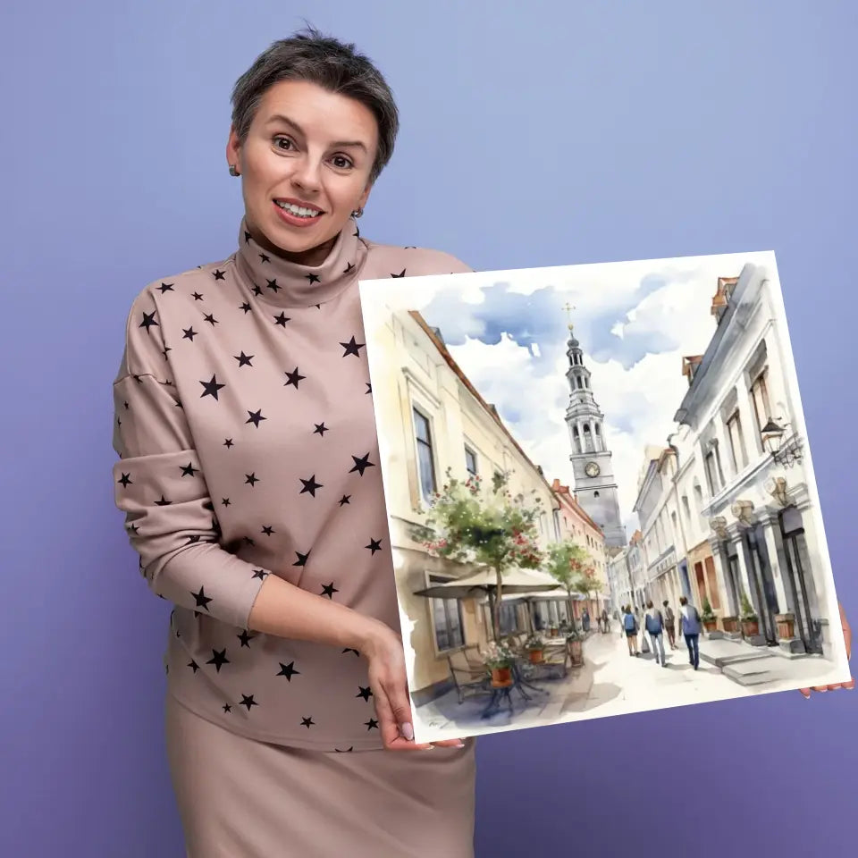 Białystok (Akwarela) - druk na płótnie, spersonalizowany prezent