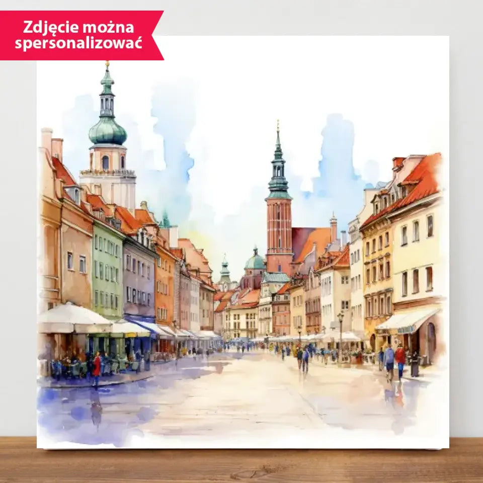 Warszawa (Akwarela) - druk na płótnie, spersonalizowany prezent