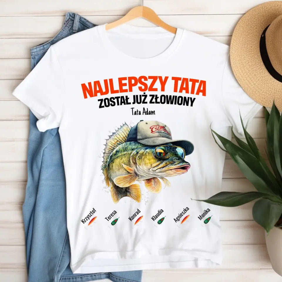 Najlepszy tata  został już złowiony (bez tła) #2 - koszulka, wyjątkowy prezent dla taty