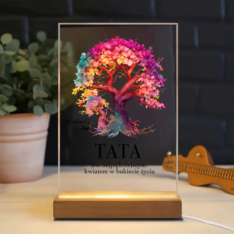 Tata jest najpiekniejszym  kwiatem w bukiecie zycia - Druk na szkle, spersonalizowany prezent  dla taty