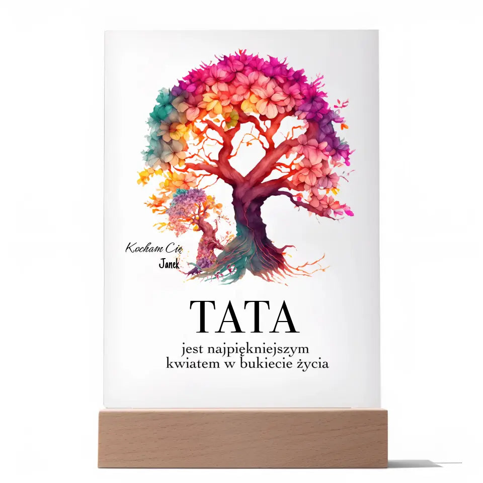 Tata jest najpiekniejszym  kwiatem w bukiecie zycia - Druk na szkle, spersonalizowany prezent  dla taty