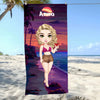 Kobieta na plaży (pixel) - Ręcznik plażowy, wyjątkowy prezent dla przyjaciółek