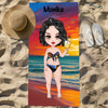 Dziewczyna w kostiumie kąpielowym (plaża) - Ręcznik plażowy, wyjątkowy prezent dla przyjaciółek