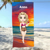 Kobieta na plaży - Ręcznik plażowy, wyjątkowy prezent dla przyjaciółek