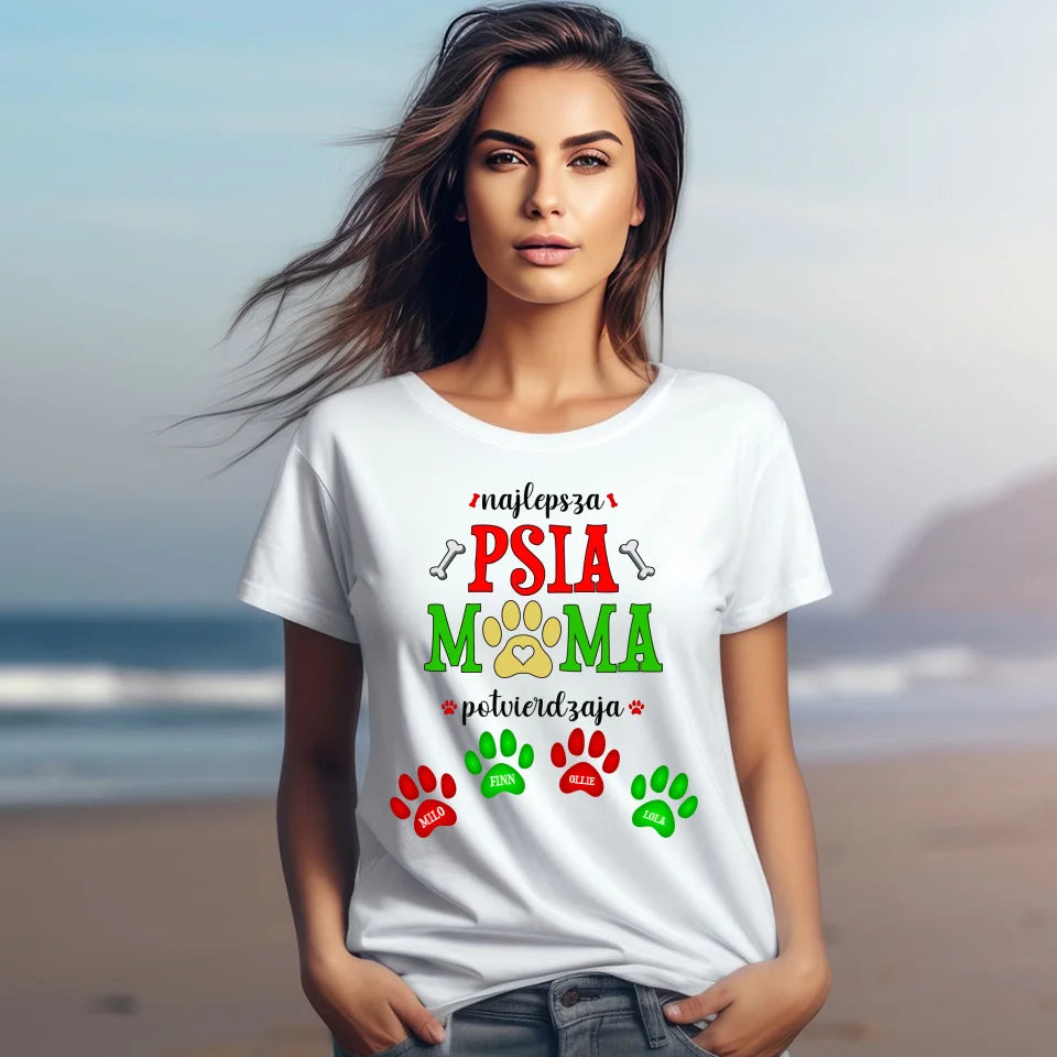 Najlepsza PSIA MAMA - koszulka, wyjątkowy prezent dla mamy