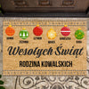 Wesołych Świąt - Spersonalizowany dywanik pod drzwi na Boże Narodzenie dla rodziny