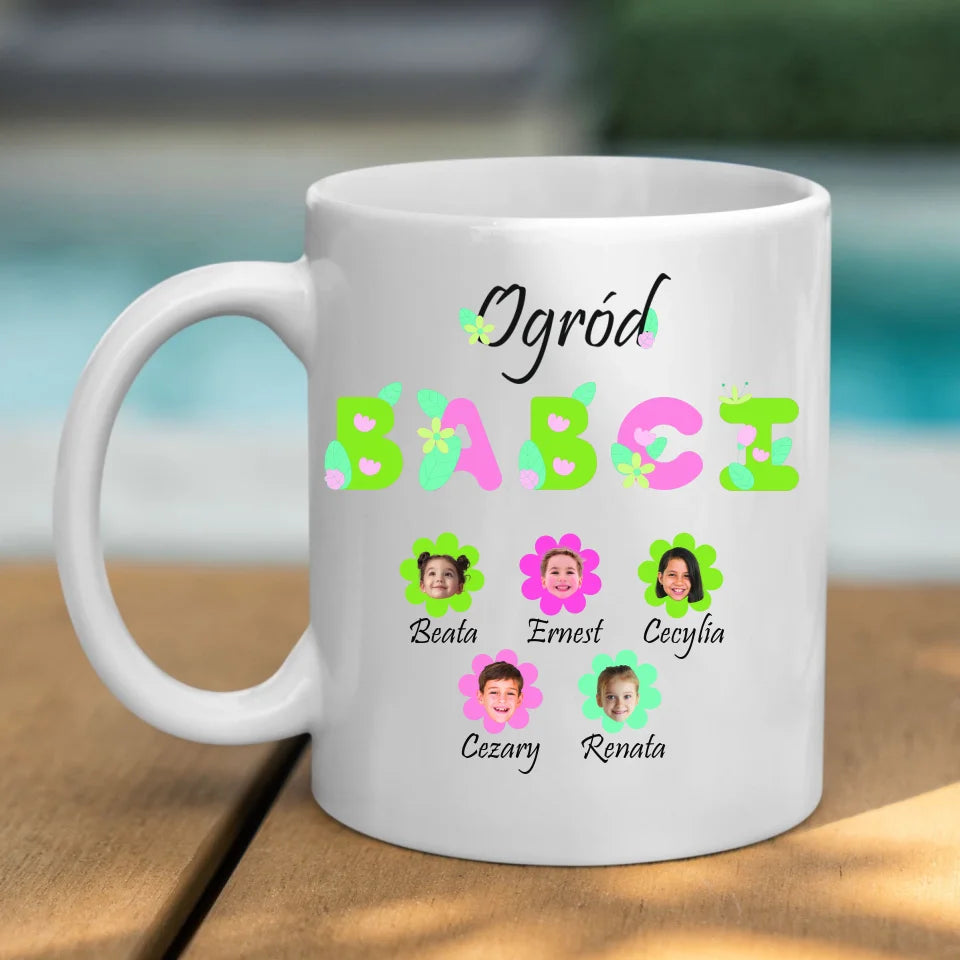 Ogród babci (kwiaty) - kubek, wyjątkowy prezent dla babci