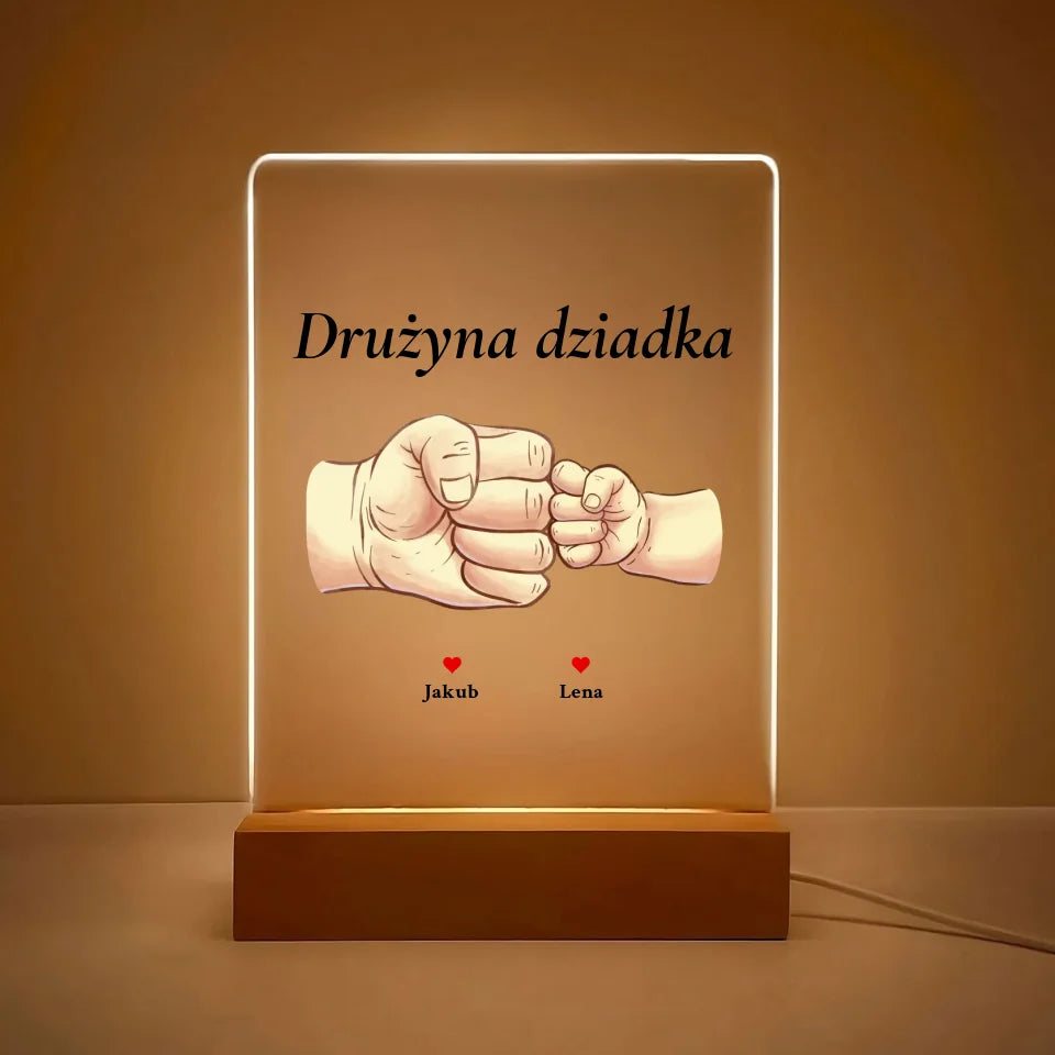 Drużyna dziadka #2 - druk na szkle akrylowym, spersonalizowany prezent dla dziadka